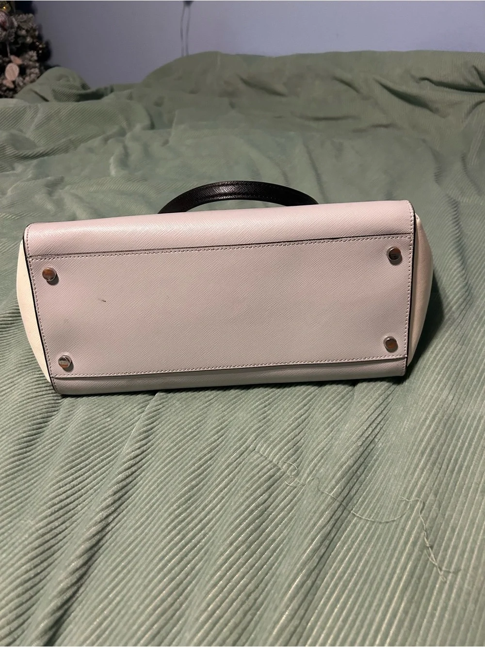 kate spade Cream and Black Structured Saffiano Tote